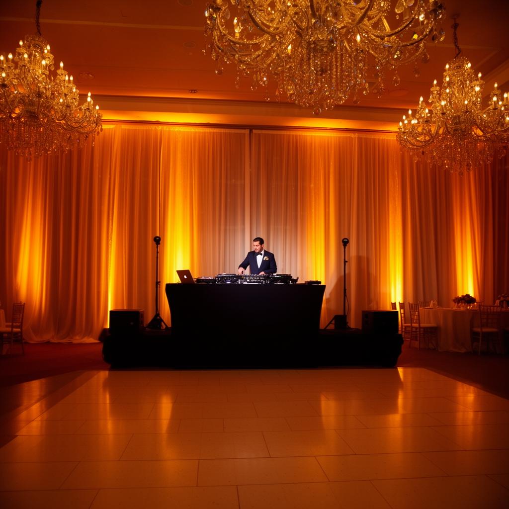 Professional DJ with event lighting